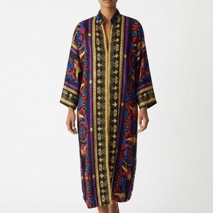 Vintage Saks Fifth Avenue Ruth Norman Caftan Mumu Satin Women's S Maxi Dress